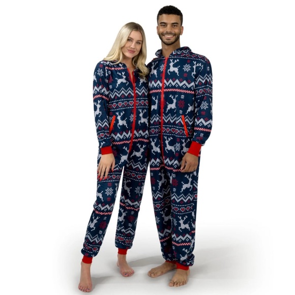 Yemnut Other - Yemnut New With Tags Navy Blue Reindeer Onesie with Red Accents. Size XL